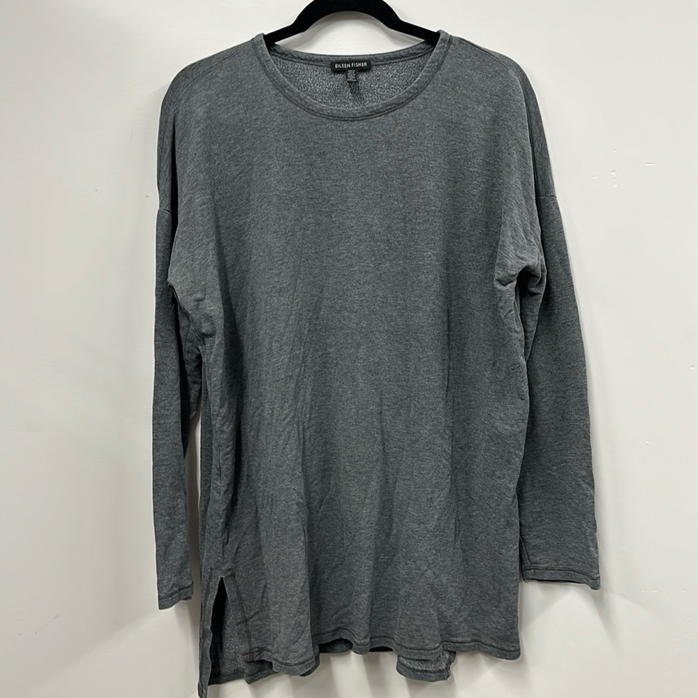 Eileen Fisher gray long sleeve top M